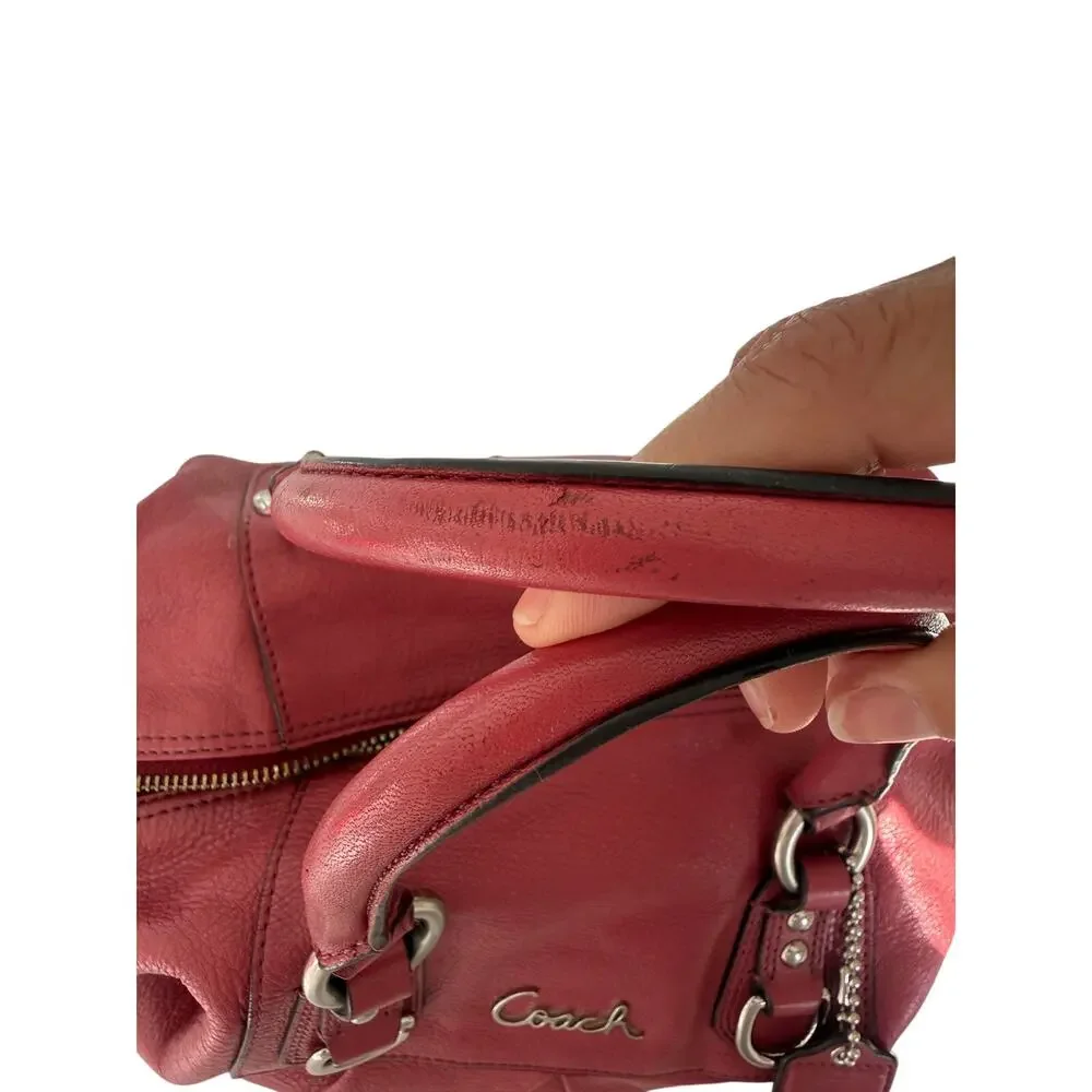 Coach Ashley Raspberry Pink Pebbled Leather Satchel Bag F15445
